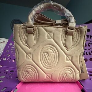 Valentino Orlandi Cream Tote Bag with Guitar Band